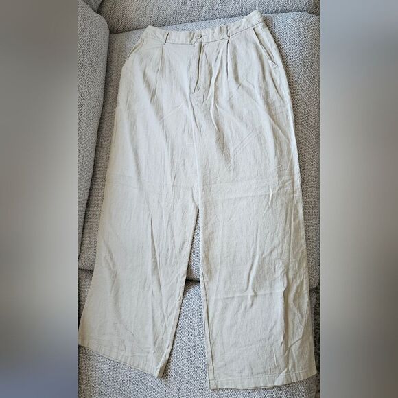 Nwt linen blend wide leg high rise pants - Picture 1 of 3